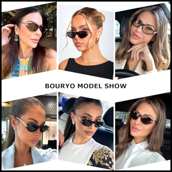 Retro Cat Eye Sunglasses with Gold Metal Temples, UV400 Protection main image 7